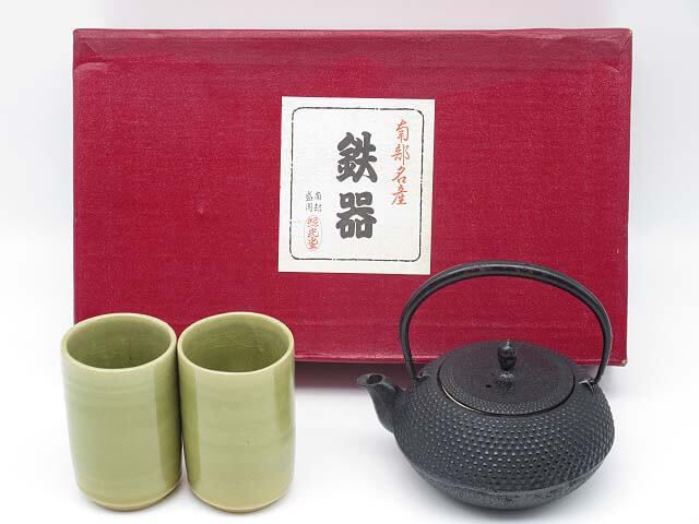 照光堂　南部鉄器　急須　湯呑セット　あられ