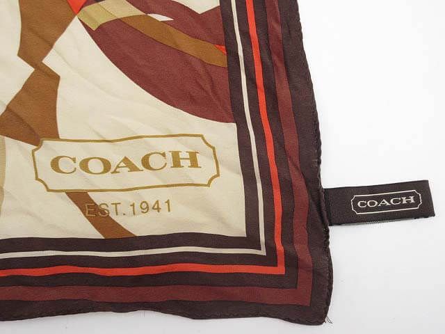 COACH（コーチ）　スカーフ　65×65cm　ブラウン系　シグネチャ