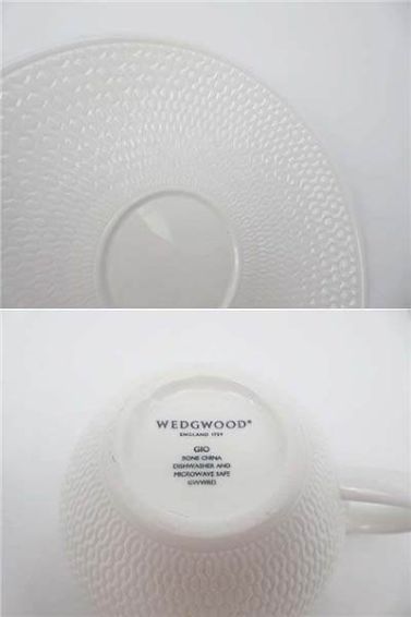 WEDGWOOD（ウェッジウッド）　ジオ　カップ＆ソーサー　2客セット　ホワイト