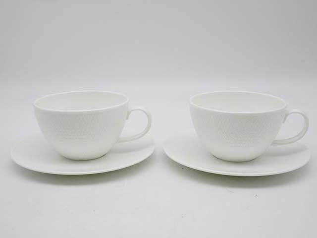 WEDGWOOD（ウェッジウッド）　ジオ　カップ＆ソーサー　2客セット　ホワイト