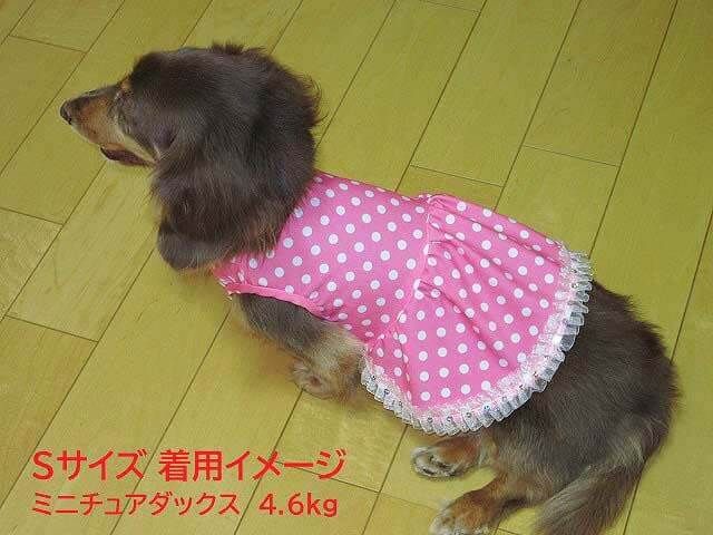 ハンドメイド　わんこの服　Sサイズ　ドット柄　ピンク　犬服