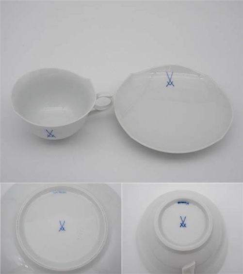 MEISSEN（マイセン）　カップ＆ソーサー　2客セット　白磁