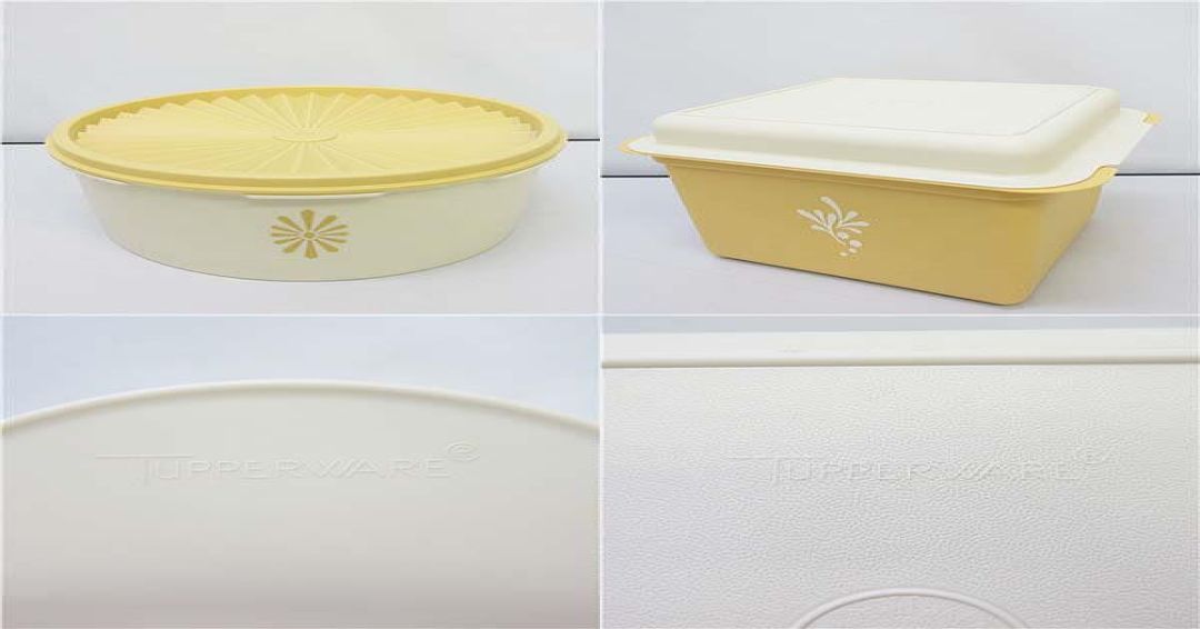 タッパーウェア　5個セット　黄色　Tupperware　サイズ違い　デコレーター　密閉容器　保存容器