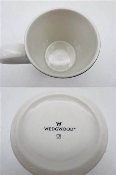 WEDGWOOD（ウェッジウッド）　マグカップ　ブルー系　ライン　水色　白地　マグ