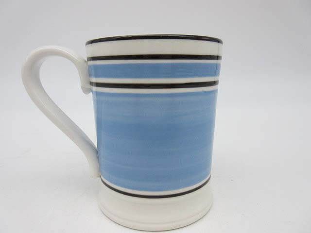 WEDGWOOD（ウェッジウッド）　マグカップ　ブルー系　ライン　水色　白地　マグ