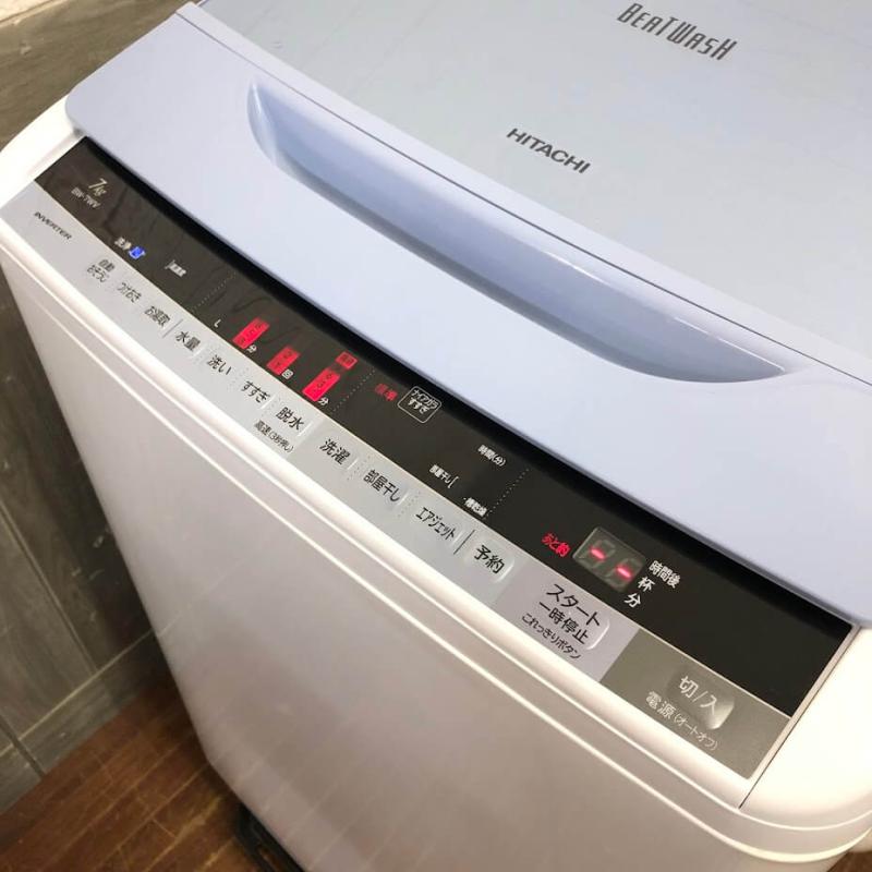 日立 洗濯機 7kg ホワイト×ブルー HITACHI ビートウォッシュ 全自動洗濯機 白 お湯取りホース付 大型 縦型 上開き