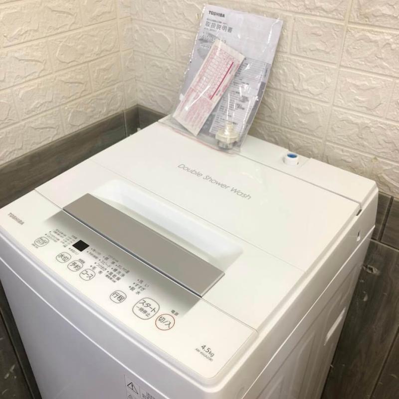 東芝 洗濯機 4.5kg ピュアホワイト 取扱説明書付 TOSHIBA 全自動洗濯機 縦型 白 上開き Wシャワー ステンレス槽 最低水位12L