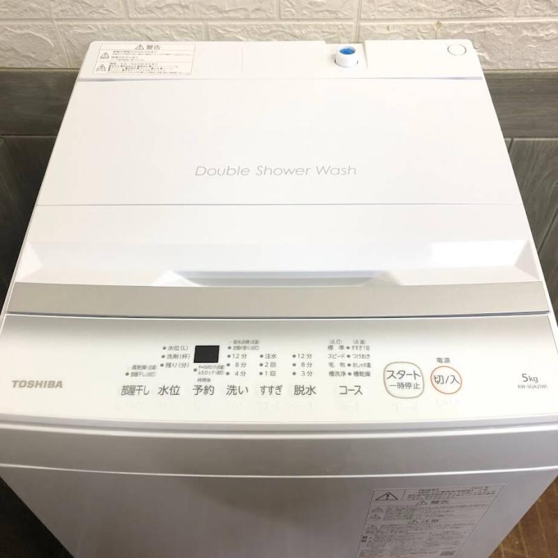 東芝 洗濯機 5kg ピュアホワイト 取扱説明書付 TOSHIBA 全自動洗濯機 縦型 白 上開き Wシャワー ステンレス槽