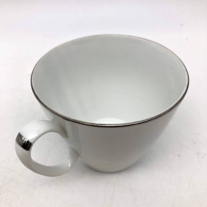 ノリタケ カップ＆ソーサー 2客セット 白地 竹模様 Noritake C/S ホワイト×シルバー