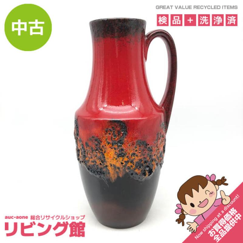 西ドイツ製 花瓶 FAT LAVA 赤 高さ35cm ヴィンテージ W.GERMANY フラワーベース レッド