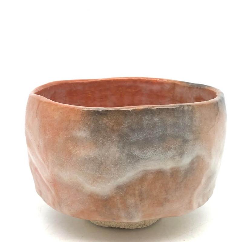 小川長楽作 茶碗 赤楽 共箱入 陶器製 赤楽茶碗 茶道具 抹茶茶碗 抹茶椀 茶わん 和食器