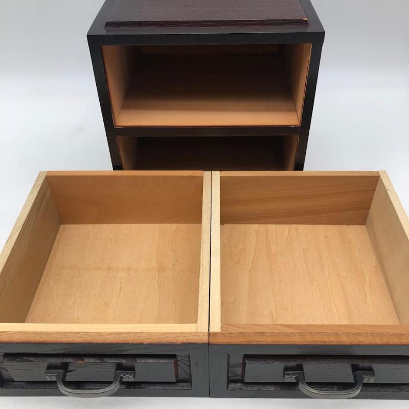 木製 文具ケース＆ミニチェスト ダークブラウン 丸善 森林楽 引出付き 文房具ケース 卓上 小箪笥 2段 ミニタンス こげ茶 小物収納