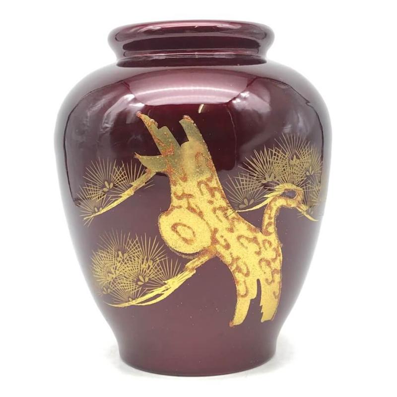 花瓶 2個セット 漆器 花瓶 金彩 松 和風 花器 ガラス製 フラワーベース