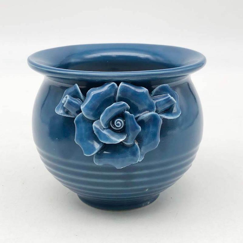 ミニ植木鉢 3号 5個セット ネイビー＆グレージュ 花飾り付 陶器鉢 直径10cm 丸型 フラワーポット プランター ミニ 小さい鉢 かわいい