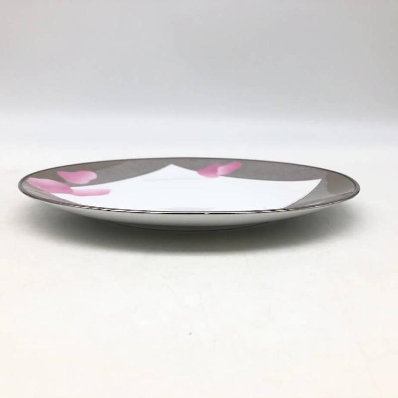 乃りたけ ラウンドプレート 23cm 風光 シルバー×ピンク Noritake
