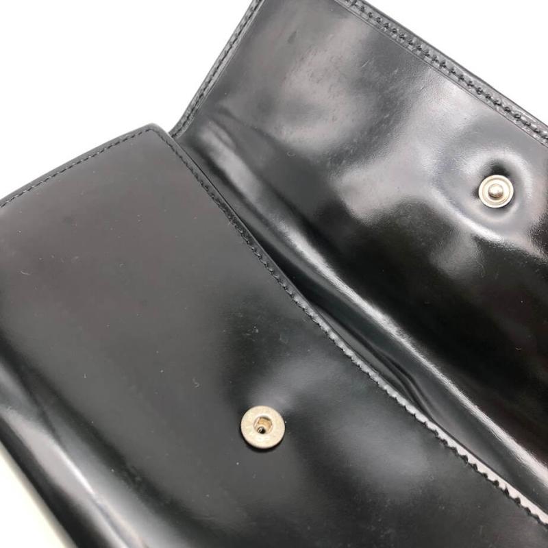 グッチ 長財布 エナメル ブラック 元箱付 GUCCI ホースビット 黒 無地 札入れ カード入れ付き