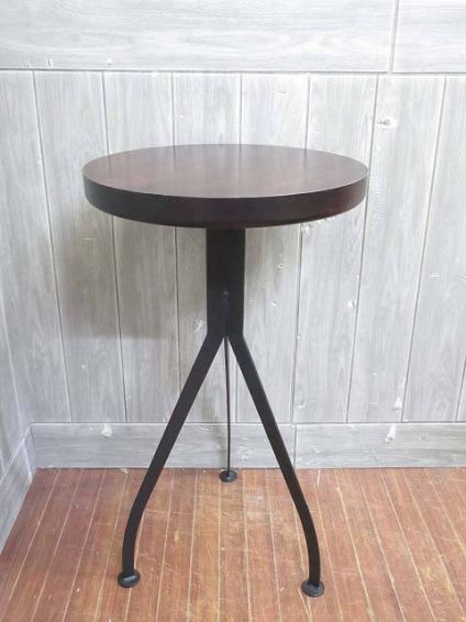 コンソールテーブル　丸テーブル　サイドテーブル　木製天板×スチール脚