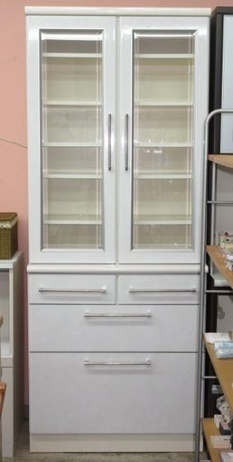 食器棚　2連　ホワイト　キッチン家具