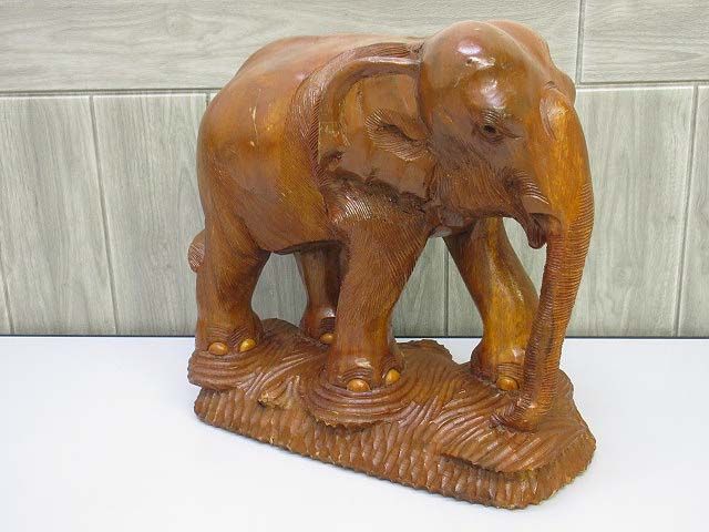 木彫り　象　彫刻　オブジェ