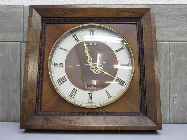 セイコー　掛時計　レリーフ　彫刻　木製