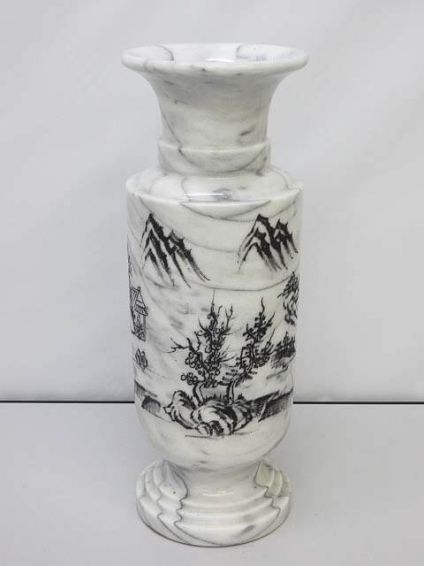 大理石　花瓶　ホワイト系　花器　フラワーベース