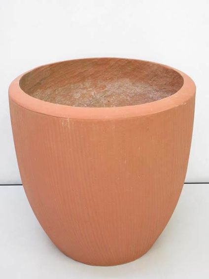 植木鉢　赤茶　11号　縞模様　陶器製　陶器鉢　輸入雑貨