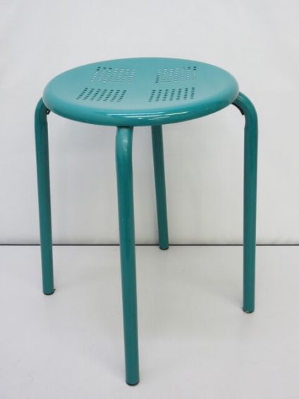 スチール製　スツール　丸椅子　グリーン　レトロ