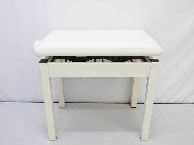 ピアノ椅子　ホワイト　レザー調　高さ調整可　ハンドル式　イス　いす