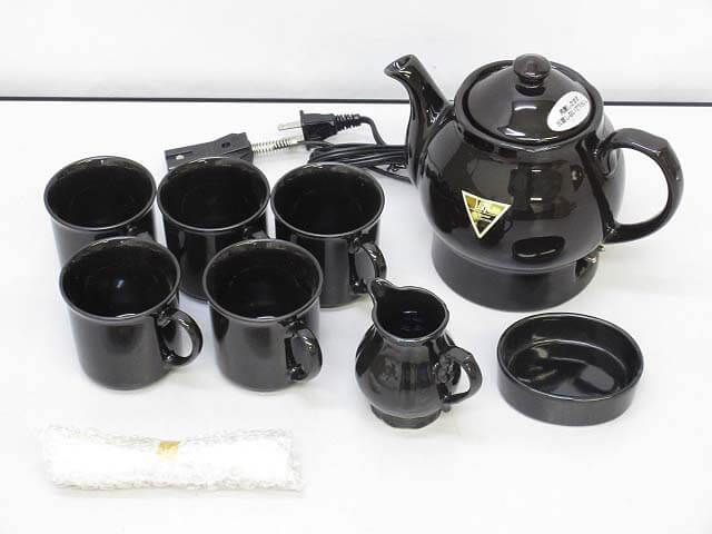 コーヒーポット＆マグセット　ダークブラウン　陶器製
