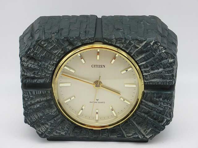 シチズン　水晶時計　アナログ　置時計　グリーン系　CITIZEN　QUARTZ　クオーツ　クロック